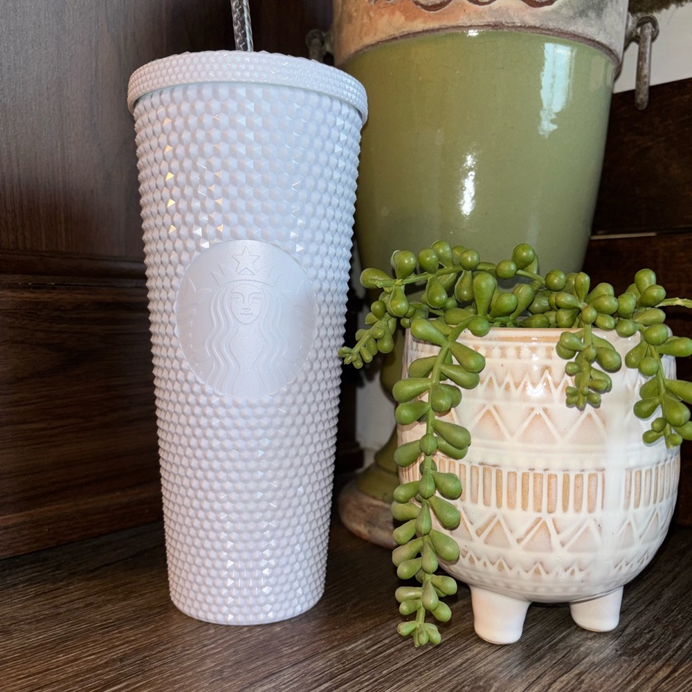 Starbucks White Studded Tumbler with Straw
